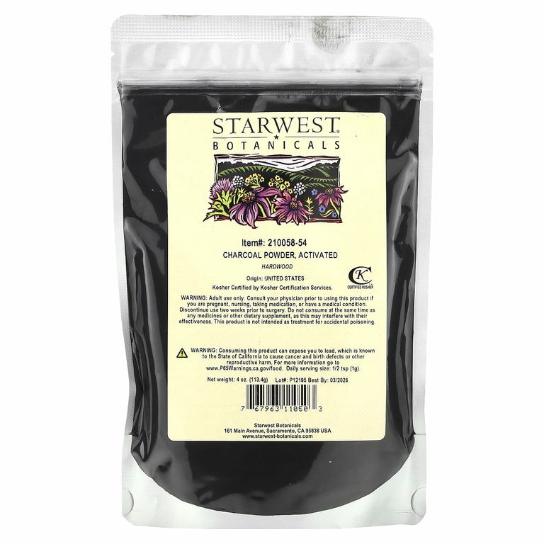 Starwest Botanicals, Активированный уголь в порошке, 113,4 г (4 унции)