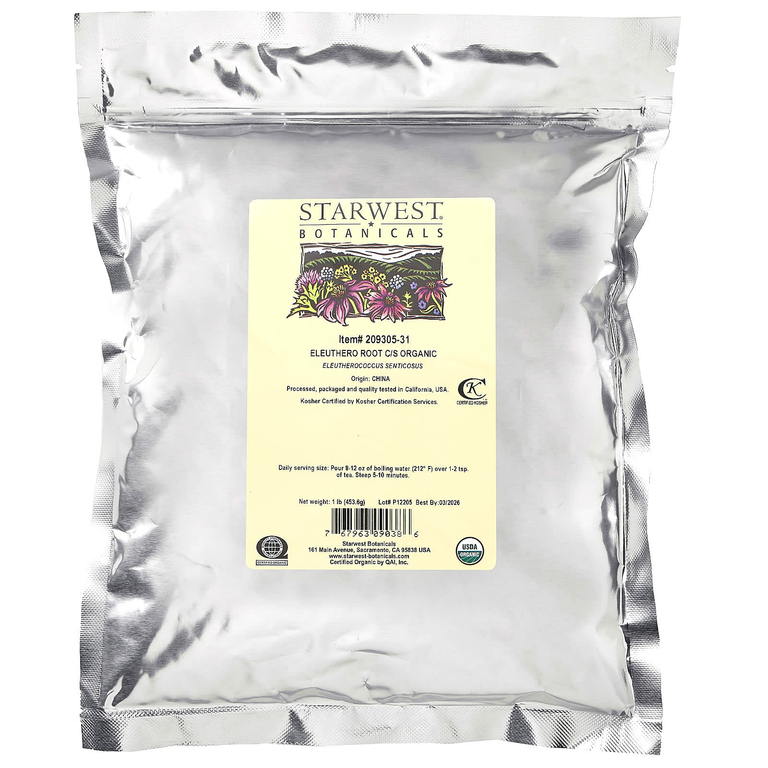 Starwest Botanicals, Органический корень элеутеро (C / S), 453,6 г (1 фунт)