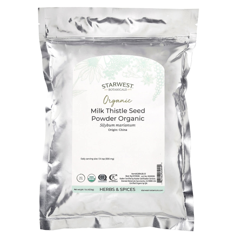 Starwest Botanicals, Порошок из органических семян расторопши, 453,6 г (1 фунт)
