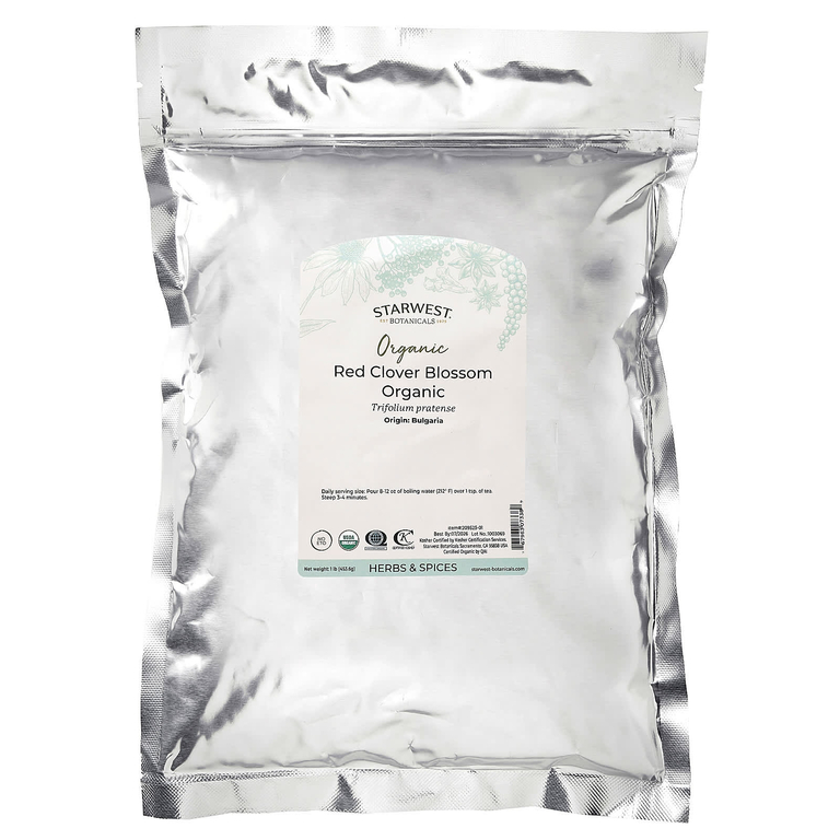 Starwest Botanicals, Органический цветок красного клевера, 453,6 г (1 фунт)