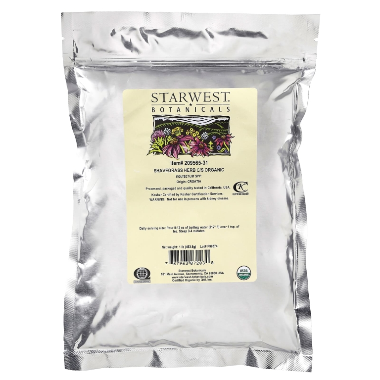 Starwest Botanicals, Органическое растение Shavegrass Herb C / S, 453,6 г (1 фунт)