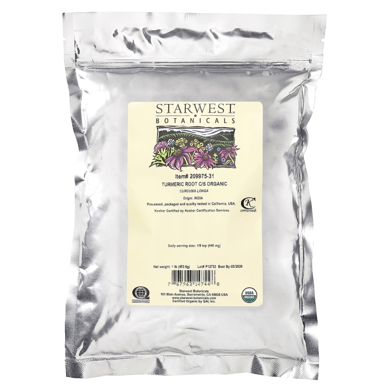 Starwest Botanicals, Органический корень куркумы (C / S), 453,6 г (1 фунт)