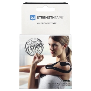 Strengthtape, кинезиологический тейп, черный, 20 отрезанных полосок (Товар снят с продажи) 
