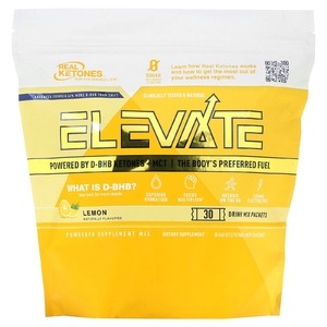 Real Ketones, Elevate, лимон, 30 пакетиков со смесью для приготовления напитка, по 12,7 г (0,45 унции)