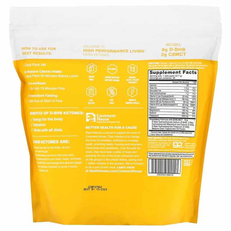 Real Ketones, Elevate, лимон, 30 пакетиков со смесью для приготовления напитка, по 12,7 г (0,45 унции)