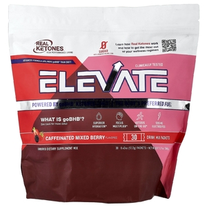 Real Ketones, Elevate, смесь ягод с кофеином, 30 пакетиков с напитком,   12,2 г (0,43 унции)