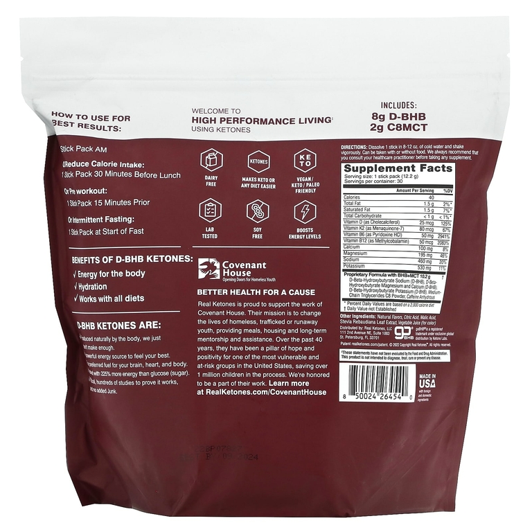 Real Ketones, Elevate, ягодный коктейль с кофеином, 30 пакетиков смеси для приготовления напитка, 12,2 г (0,43 унции) каждый
