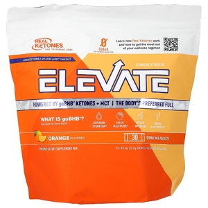 Real Ketones, Elevate, апельсин, 30 пакетиков со смесью для приготовления напитка, по 12,3 г (0,43 унции)