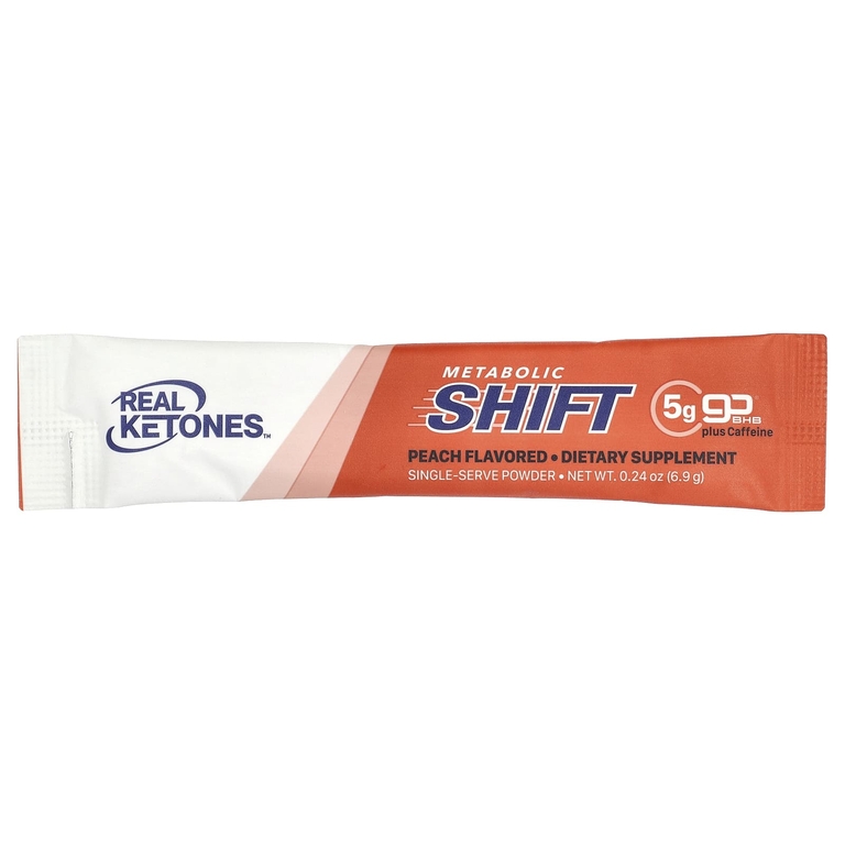 Real Ketones, Metabolic Shift, персик, 10 пакетиков в стиках на одну порцию, по 6,9 г (0,24 унции)