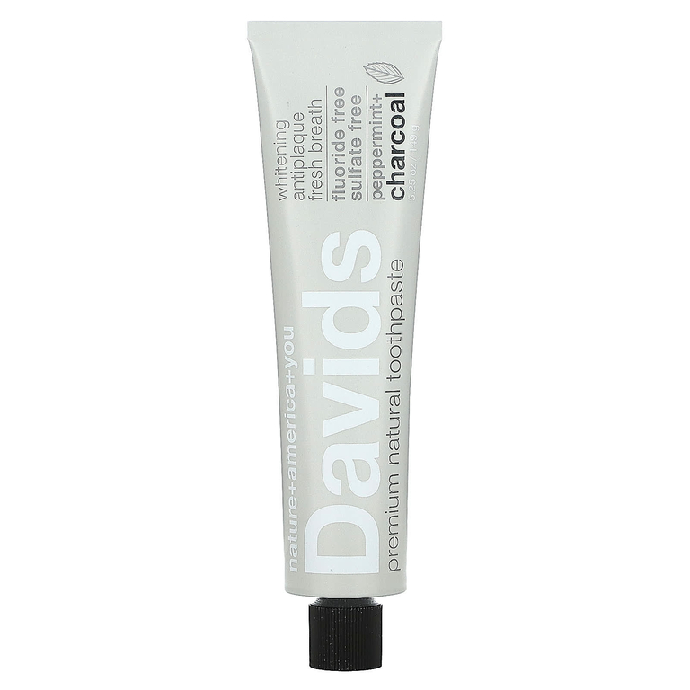 Davids Natural Toothpaste, Натуральная зубная паста премиального качества, перечная мята и древесный уголь, 149 г (5,25 унции)