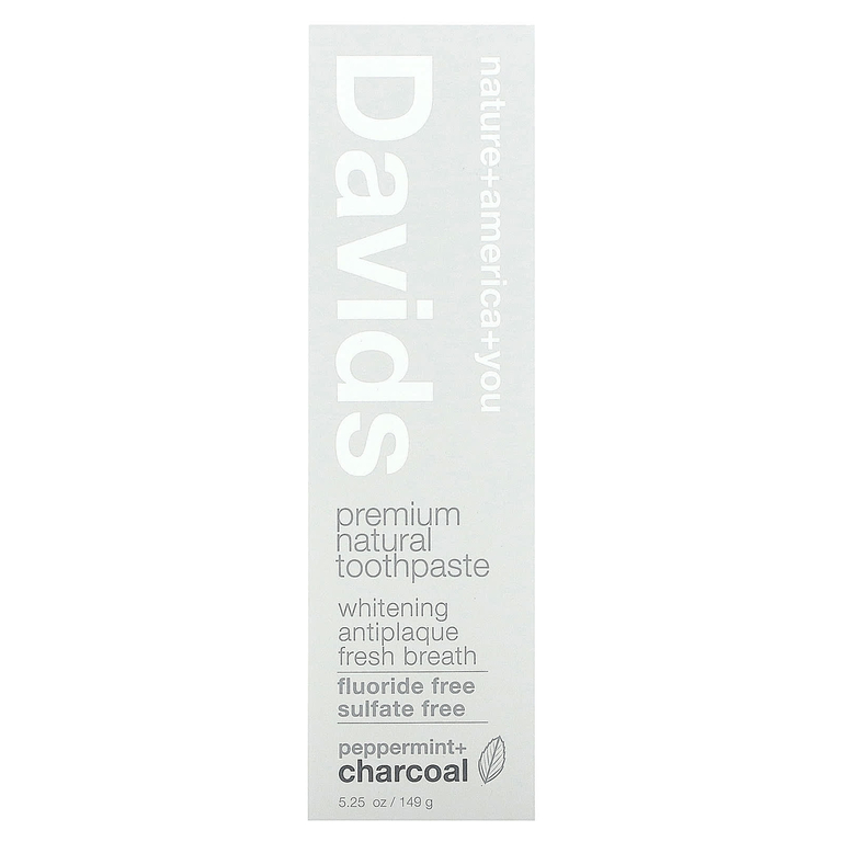 Davids Natural Toothpaste, Натуральная зубная паста премиального качества, перечная мята и древесный уголь, 149 г (5,25 унции)