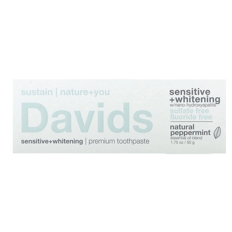 Davids, Premium Toothpaste, Sensitive + Whitening, натуральная перечная мята, 50 г (1,75 унции)