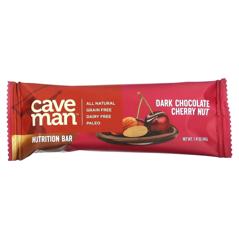Caveman Foods, Nutrition Bar, темный шоколад, вишня, орехи, 12 батончиков, по 40 г (1,41 унции) (Товар снят с продажи) 