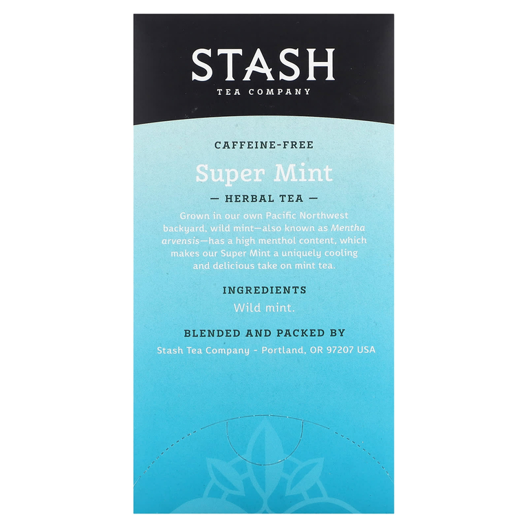 Stash Tea, Herbal Tea, Super Mint, без кофеина, 18 чайных пакетиков, 18 г (0,6 унции) (Товар снят с продажи) 