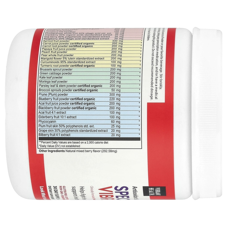 Vibrant Health, Spectrum Vibrance®, антиоксидантный суперпродукт, версия 3.1, ягодное ассорти, 184,2 г (6,5 унции)