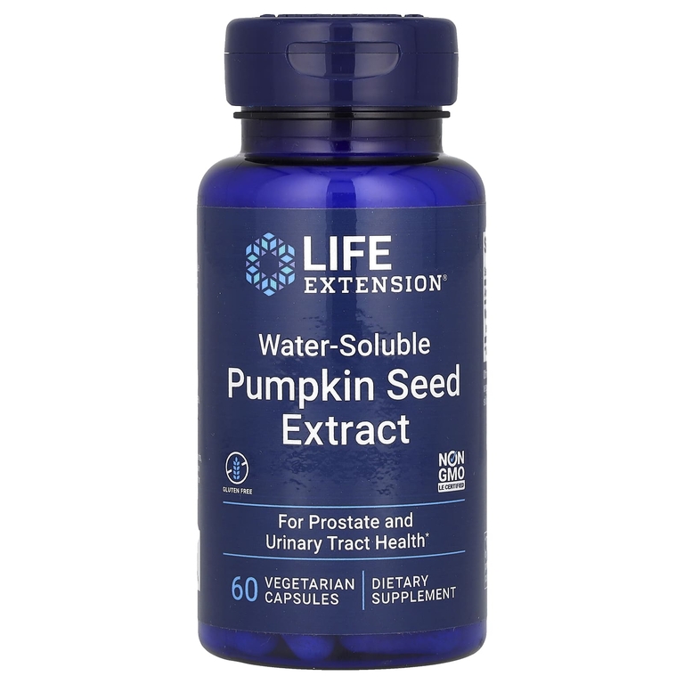 Life Extension, водорастворимый экстракт семян тыквы, 60 вегетарианских капсул