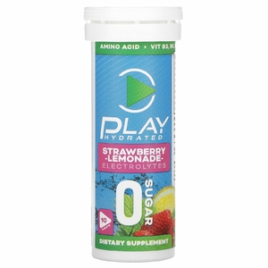 Play Hydrated, электролиты, клубничный лимонад, 10 таблеток
