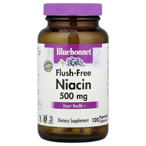 Bluebonnet Nutrition, Ниацин, не вызывающий смывания, 500 мг, 120 растительных капсул