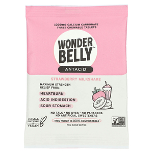 Wonderbelly, антацид, клубничный молочный коктейль, 1000 мг, 3 жевательные таблетки (Товар снят с продажи) 