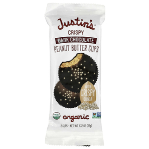 Justin's Nut Butter, органические темные шоколадные конфеты с хрустящей арахисовой пастой, 2 шт., 37 г (1,32 унции)