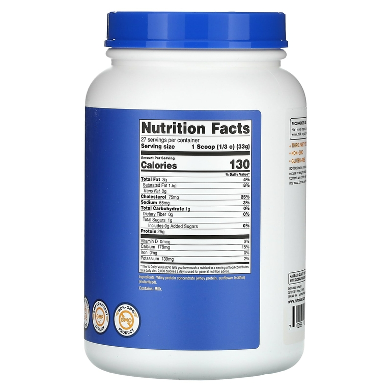 Nutricost, Концентрат сывороточного протеина, без добавок, 907 г (2 фунта) (Товар снят с продажи) 