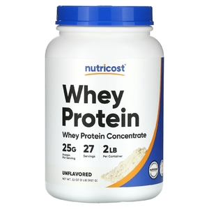 Nutricost, Концентрат сывороточного протеина, без добавок, 907 г (2 фунта) (Товар снят с продажи) 