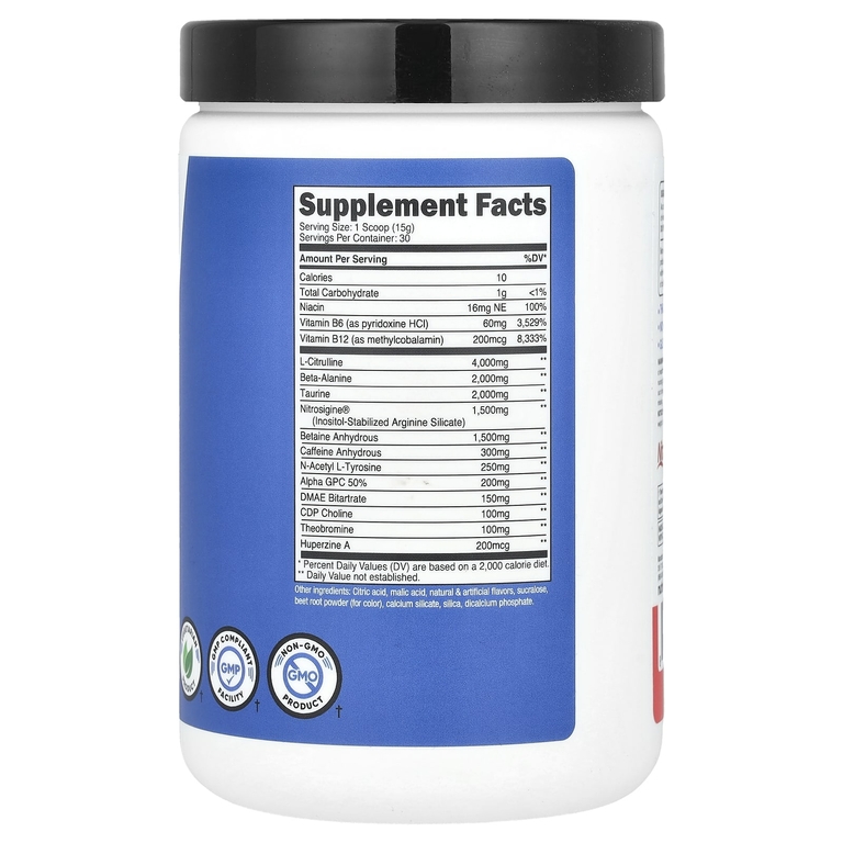 Nutricost, Performance, PRE-X, предтренировочный комплекс Xtreme, фруктовый пунш, 453 г (1 фунт)