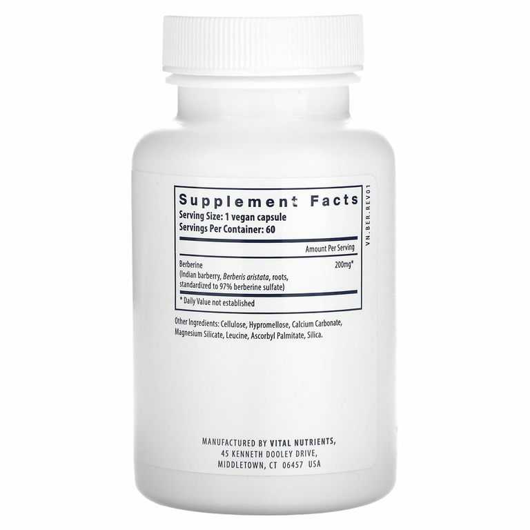Vital Nutrients, Берберин, 200 мг, 60 веганских капсул
