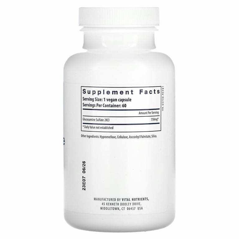 Vital Nutrients, Веганский сульфат глюкозамина, 120 веганских капсул