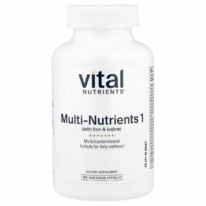 Vital Nutrients, Мульти питательные вещества 1 с железом и йодом, 180 вегетарианских капсул