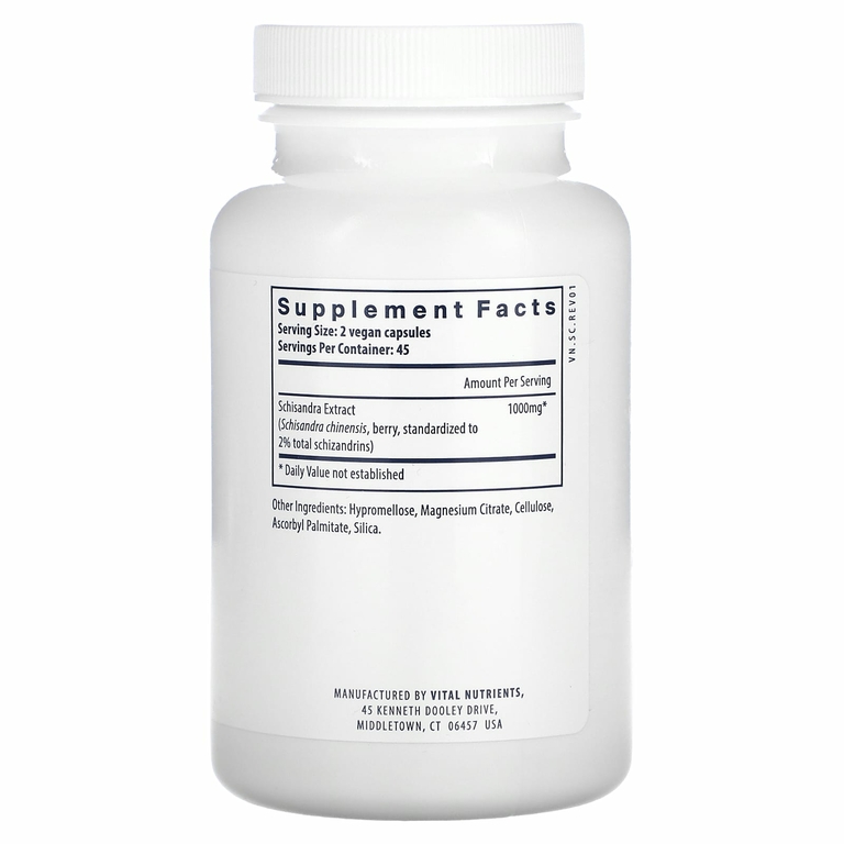 Vital Nutrients, Экстракт лимонника, 1000 мг, 90 веганских капсул (500 мг в каждой капсуле)