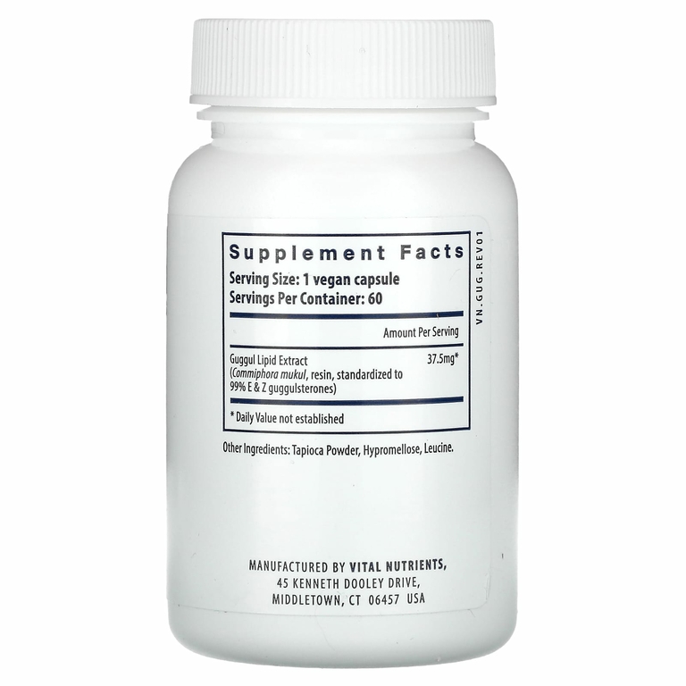 Vital Nutrients, Guggul E & Z, 37,5 мг, 60 веганских капсул