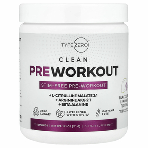 TypeZero, Clean Pre Workout, без стимуляторов, ежевичный лимонад, 311 г (11,1 унции)