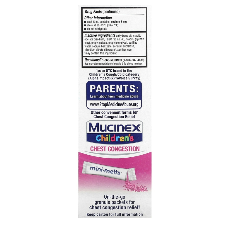 Mucinex, Children's, средство от простуды, для детей от 4 лет, с ягодным вкусом, 118 мл (4 жидк. унции)