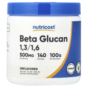 Nutricost, бета-глюкан 1,3/1,6, без ароматизаторов, 100 г (3,6 унции)
