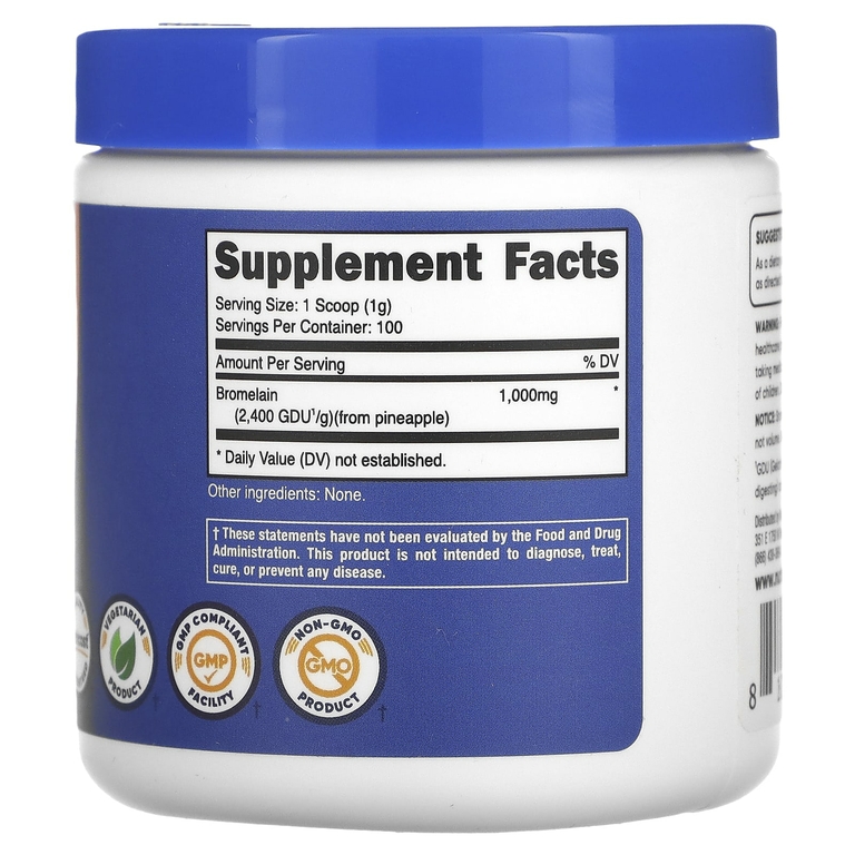 Nutricost, бромелаин, без добавок, 100 г (3,5 унции) (Товар снят с продажи) 
