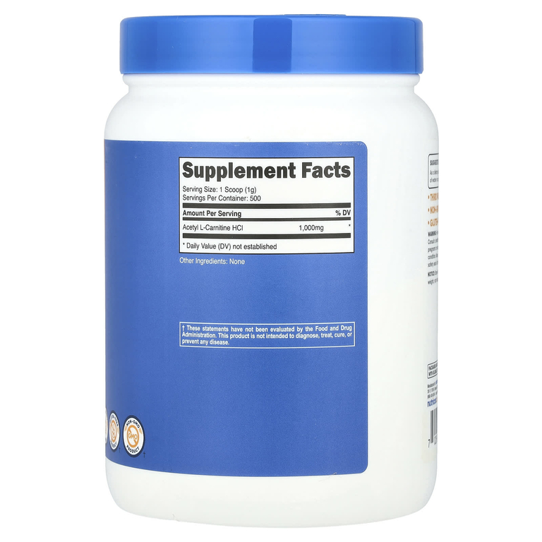 Nutricost, ацетил-L-карнитин, без добавок, 500 г (1,1 фунта)