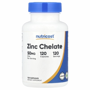 Nutricost, хелат цинка, 50 мг, 120 капсул