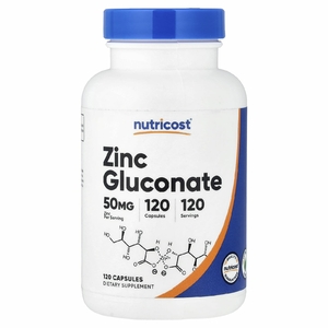 Nutricost, глюконат цинка, 50 мг, 120 капсул