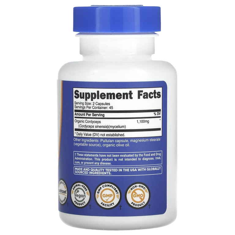 Nutricost, Кордицепс, 90 капсул (550 мг в 1 капсуле)