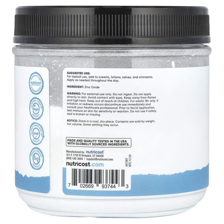 Nutricost, Essentials, оксид цинка в порошке, 500 г (1,1 фунта)