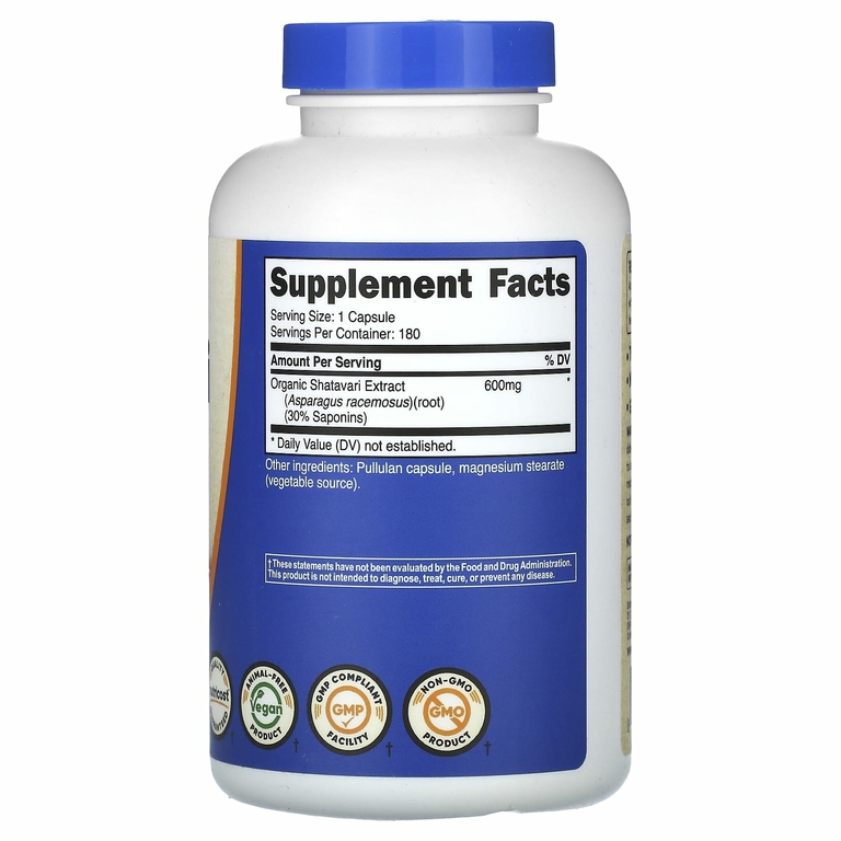 Nutricost, шатавари, 600 мг, 180 капсул