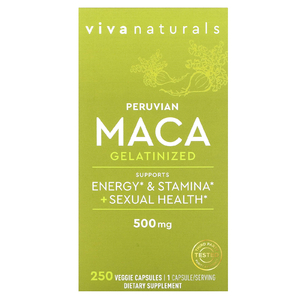 Viva Naturals, Peruvian Maca Gelatinized , 500 mg , 250 Veggie Capsules