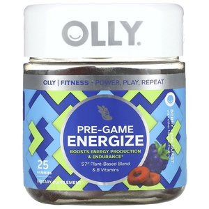 OLLY, Pre-Game Energize, ягоды и лайм, 25 жевательных таблеток (Товар снят с продажи) 