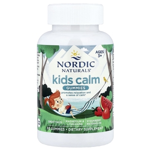Nordic Naturals, Kids Calm, жевательные таблетки, для детей от 3 лет, со вкусом клубники и арбуза, 60 жевательных таблеток