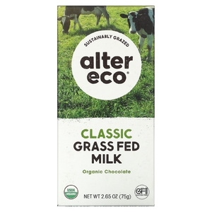 Alter Eco, органический шоколадный батончик, классическое молоко от травяного откорма, 75 г (2,65 унции) (Товар снят с продажи) 
