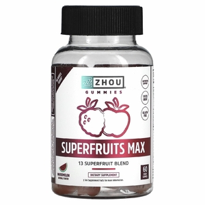 Zhou Nutrition, Superfruits Max, арбуз, 60 веганских жевательных мармеладок