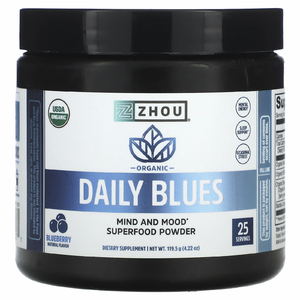 Zhou Nutrition, Organic Daily Blues, со вкусом голубики, 119,5 г (4,22 унции)