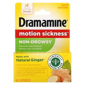 Dramamine, От укачивания, без сонливости, 18 капсул (500 мг на капсулу)