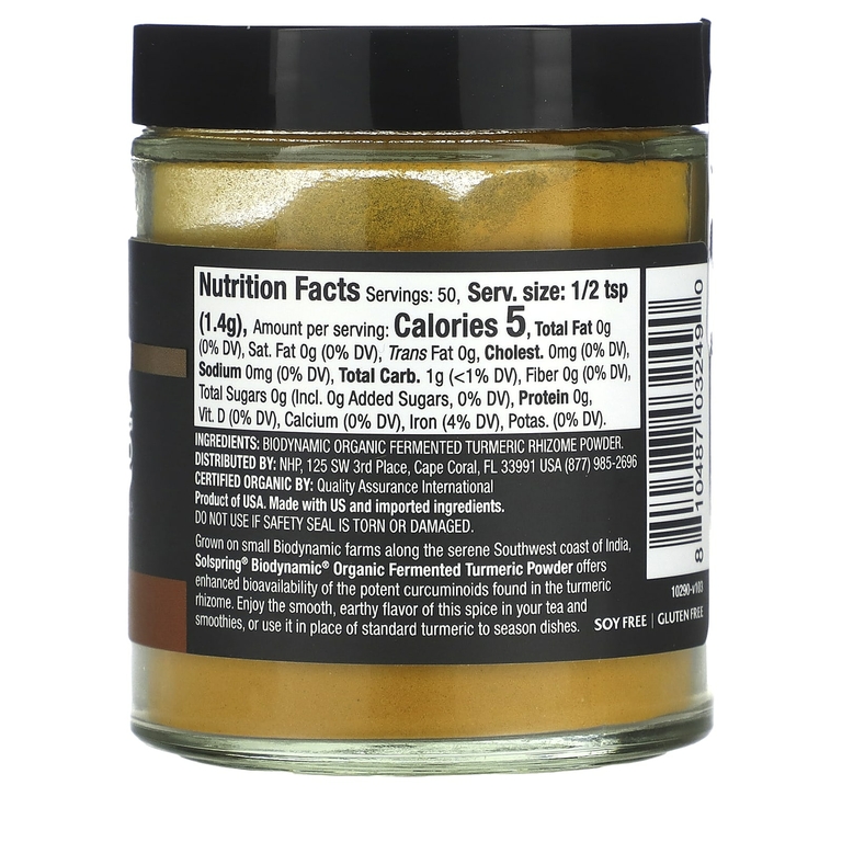 Dr. Mercola, Solspring, Biodynamic, Organic Fermented Turmeric Powder, 2.4 oz (70 g)